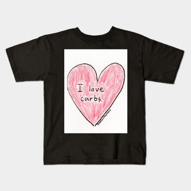 I Love Carbs (white background) Kids T-Shirt by doodlesmarkus